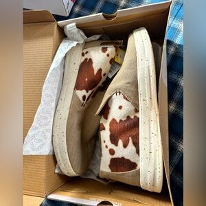 Hey Dude Cow Print Booties